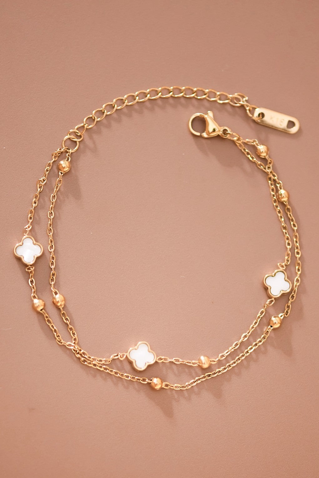 Dainty White Clover Bracelet