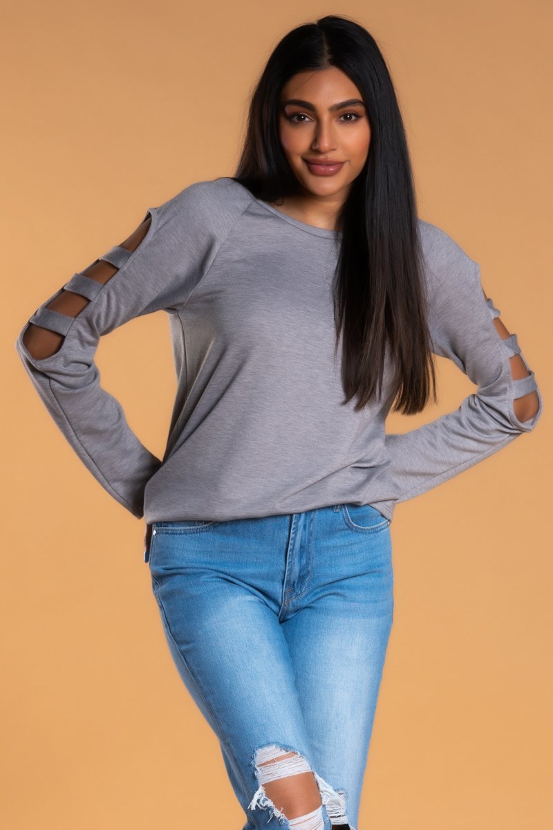 Brigitte Brianna Slit Sleeve Sweatshirt