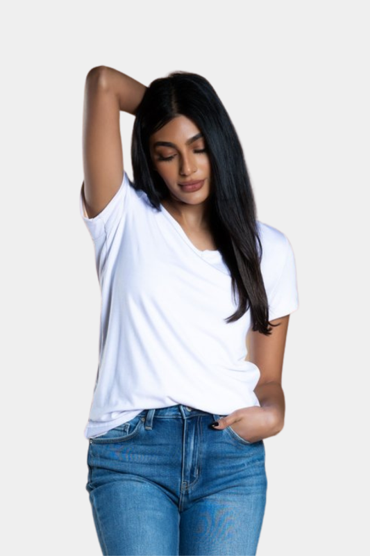 Brigitte Brianna Non See-Through Favorite V-Neck Basic Tee
