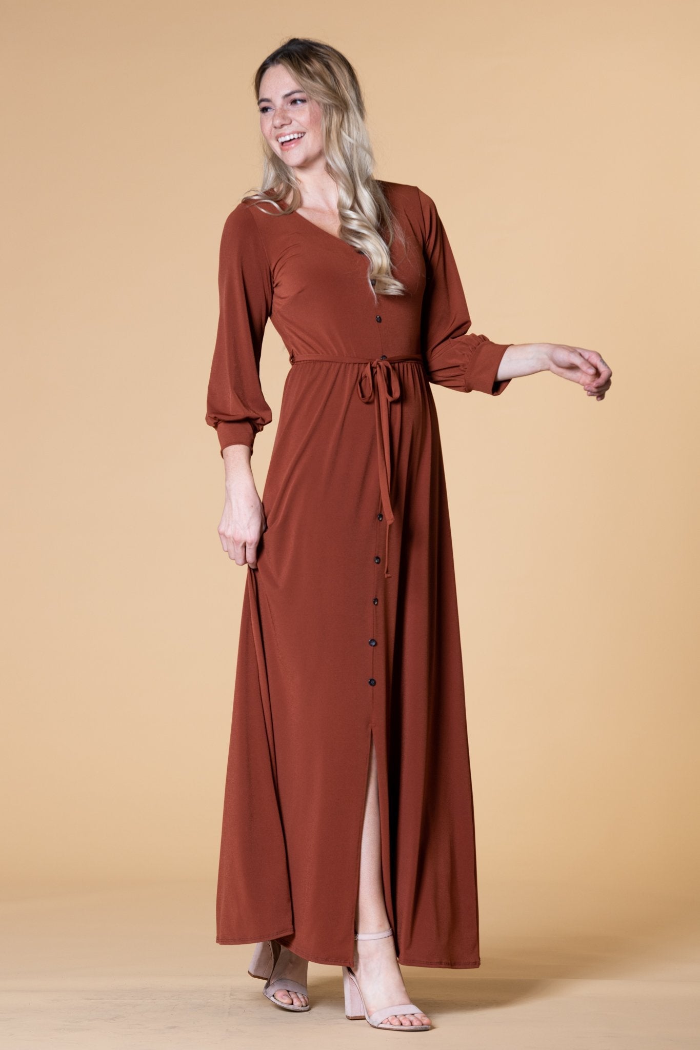 Brigitte Brianna V-Neck Maxi Dress